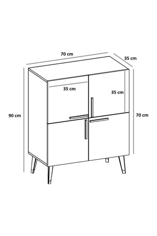 Meuble de rangement 4 portes  - 70 x 90 x 35 cm