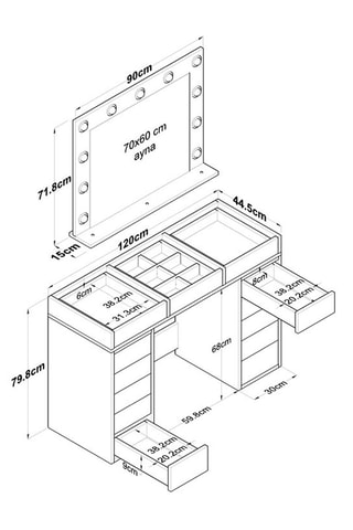 Coiffeuse - Bois de sapin - 120 x 79,8 x 44,5 cm