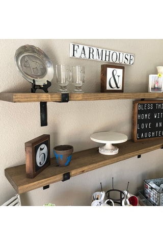 2 étagères murales en bois - 60 x 14 x 16 cm