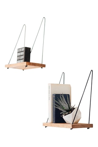 2 étagères murales en bois d'épinette - 40 x 50 x 13 cm