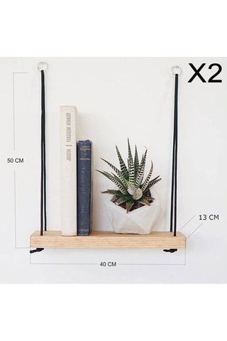 2 étagères murales en bois d'épinette - 40 x 50 x 13 cm