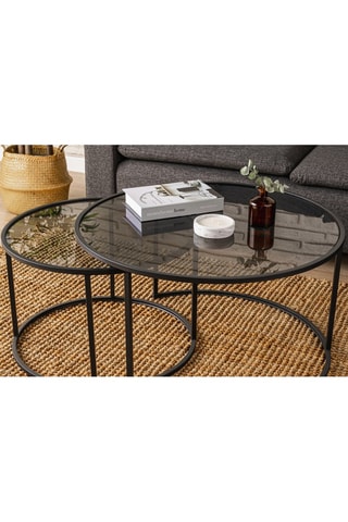 2 tables basses gigognes Tokyo  - Plateaux en verre - 60 x 37 x 60 / 80 x 43 x 80 cm