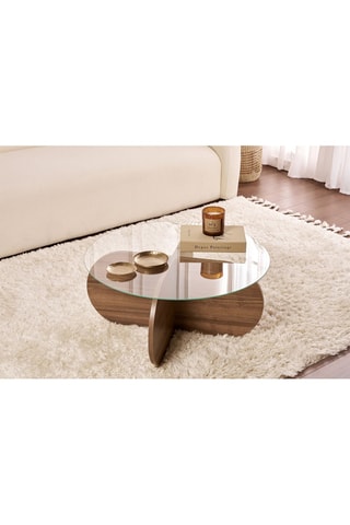 Table basse avec plateau en verre trempé Aeris - 75 x 75 x 35 cm
