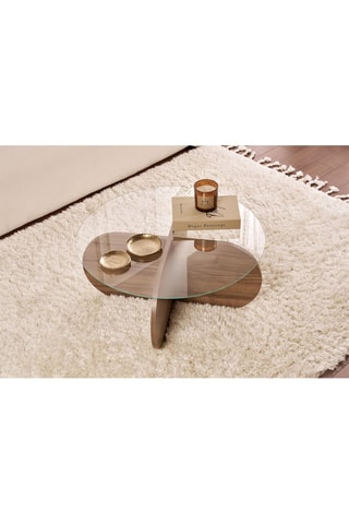 Table basse avec plateau en verre trempé Aeris - 75 x 75 x 35 cm