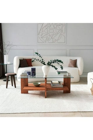 Table basse - En verre et bois - 105 x 60 x 40 cm