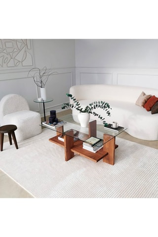 Table basse - En verre et bois - 105 x 60 x 40 cm