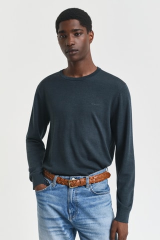 Camisola em lã merino - Verde-escuro