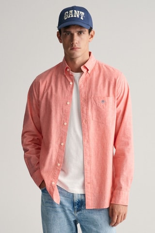 Camisa regular em linho - Rosa