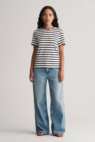 T-shirt - Branco e azul-marinho