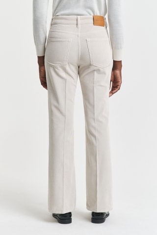 Calças flare em veludo - Bege