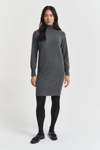 Vestido-camisola regular em lã de cordeiro - Cinzento-escuro mesclado