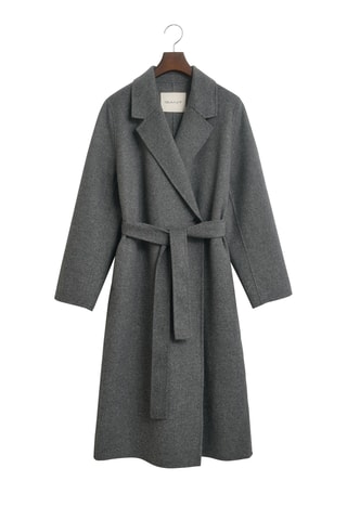 Sobretudo regular em lã - Cinzento mesclado