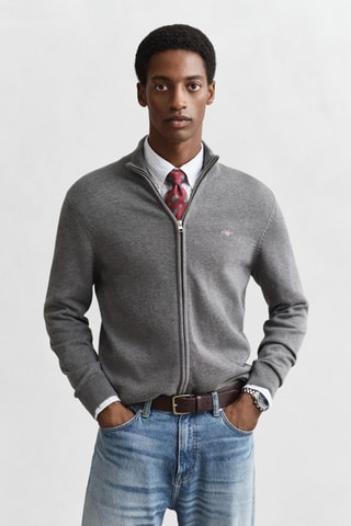 Casaco de malha regular - Cinzento