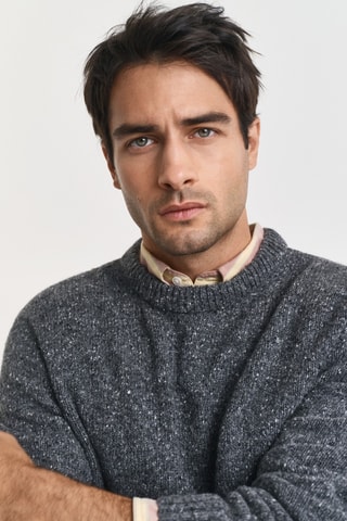 Camisola regular em lã - Cinzento-escuro