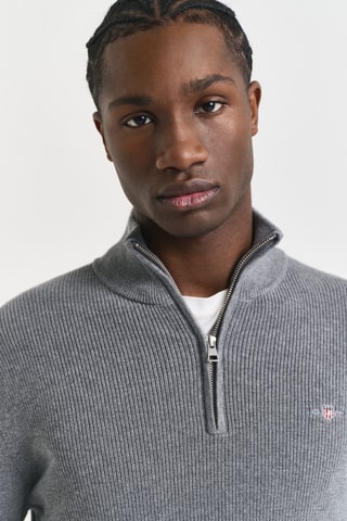 Camisola regular em lã mérino - Cinzento