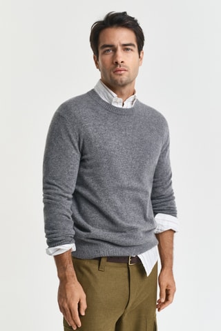 Camisola regular em lã - Cinzento