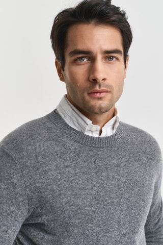 Camisola regular em lã - Cinzento
