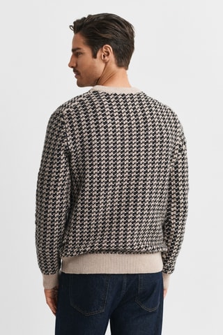 Camisola regular em lã e alpaca - Bege e preto