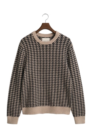 Camisola regular em lã e alpaca - Bege e preto