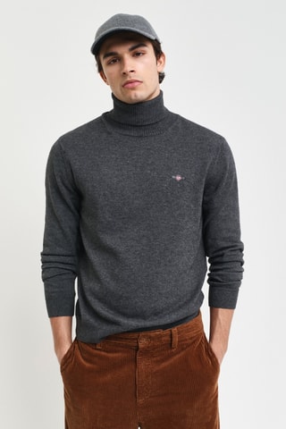 Camisola regular em lã mérino - Cinzento