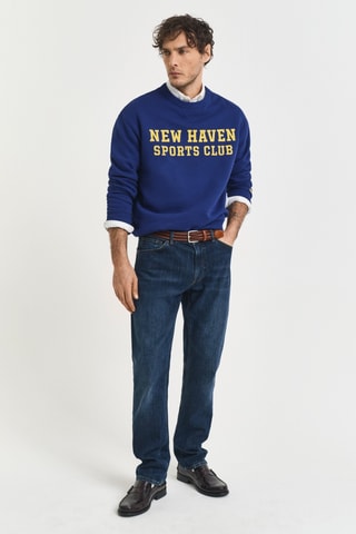 Calças de ganga regular - Azul-escuro