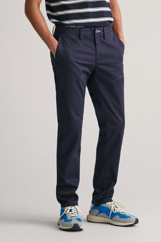 Calças chino slim - Azul-marinho