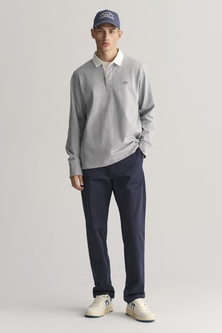 Calças chino regular em algodão biológico - Azul-marinho