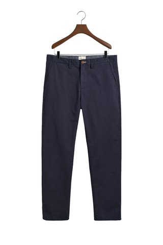 Calças chino regular em algodão biológico - Azul-marinho