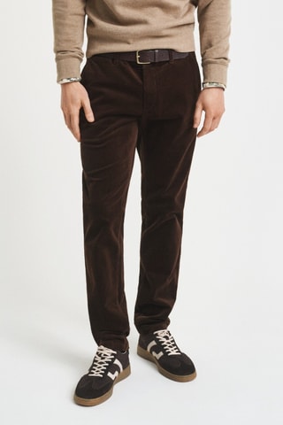 Calças chino slim - Castanho-escuro