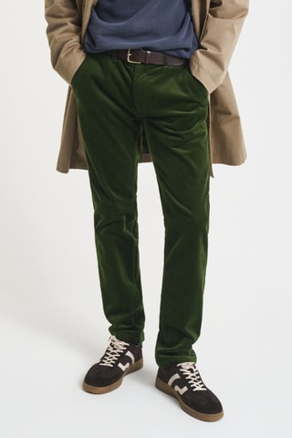 Calças chino slim - Verde-escuro