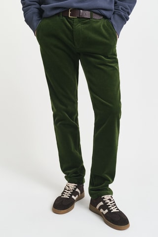 Calças chino slim - Verde-escuro