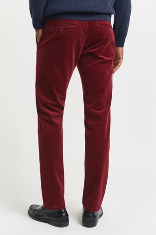 Calças chino slim em veludo - Bordô