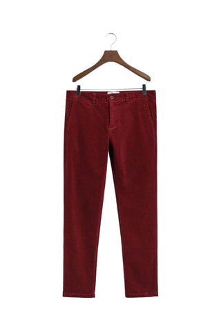 Calças chino slim em veludo - Bordô