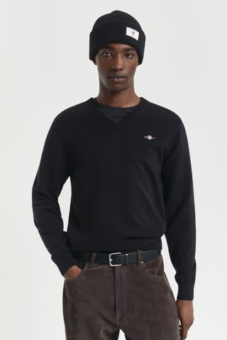 Camisola regular em lã - Preto