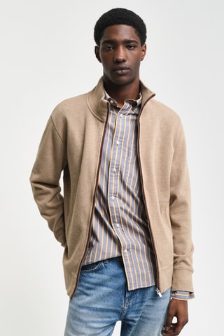 Casaco de malha regular - Caqui mesclado