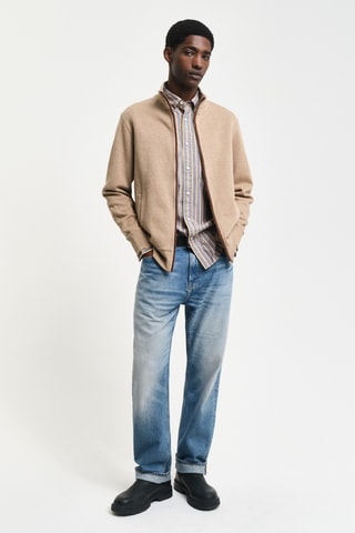 Casaco de malha regular - Caqui mesclado