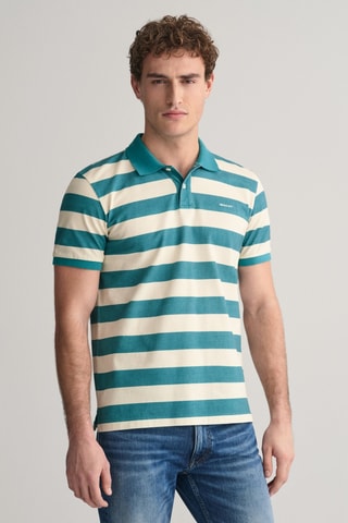 Polo regular - Turquesa e branco