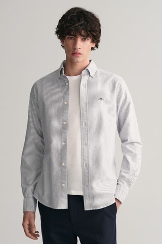 Camisa slim - Branco e azul