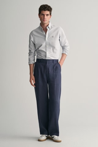 Camisa slim - Branco e azul