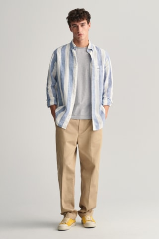 Camisa regular em linho - Azul