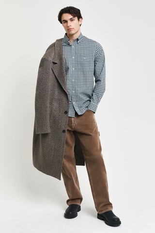 Camisa regular em lã de cordeiro - Verde