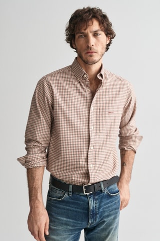 Camisa regular em lã - Bege