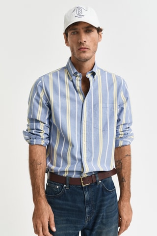 Camisa regular em algodão biológico - Azul