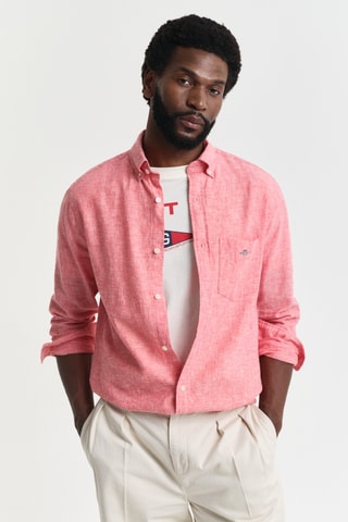 Camisa regular em linho - Rosa