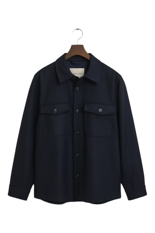 Sobrecamisa regular em lã - Azul-marinho