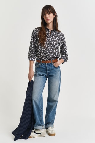 Camisa regular - Azul e branco