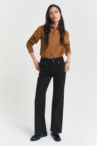 Camisa regular em veludo - Castanho