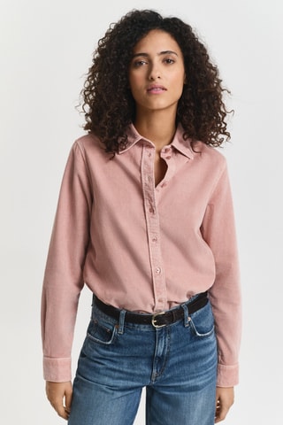 Camisa regular em veludo - Rosa-maquilhagem