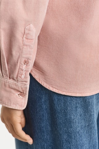 Camisa regular em veludo - Rosa-maquilhagem