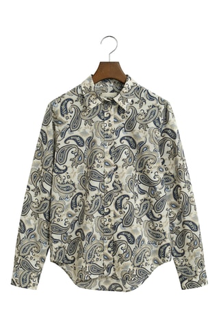 Camisa regular - Azul e bege